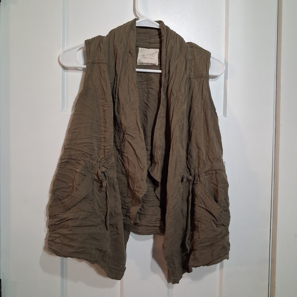 Altar'd State Vest Womens S Olive Green Draped Utility Boho Layering Gorpcore
